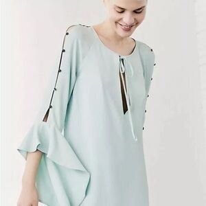 Free People Mint Green mini Dress with Buttoned Sleeves